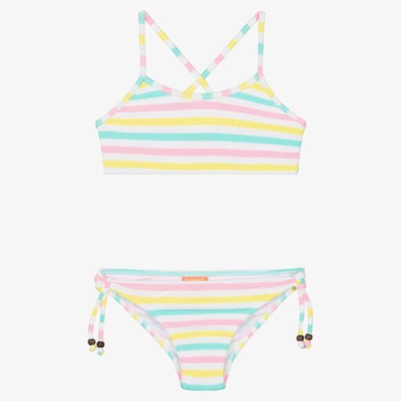 SUNUVA Girls Pink & Blue Striped Bikini (UPF50+) - Picture 1 of 2